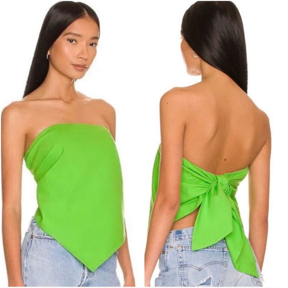 L'Academie Revolve NWT L’Academie Darragh Linen Strapless Handkerchief Top